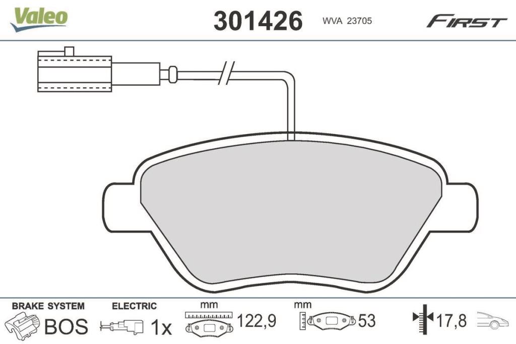 Jeu de 4 plaquettes de frein VALEO ref. 301426